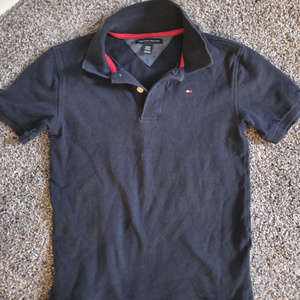 Kids Tommy Hilfiger Navy Polo with Red Accents